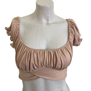 Chic Tan Ruched Crop Top